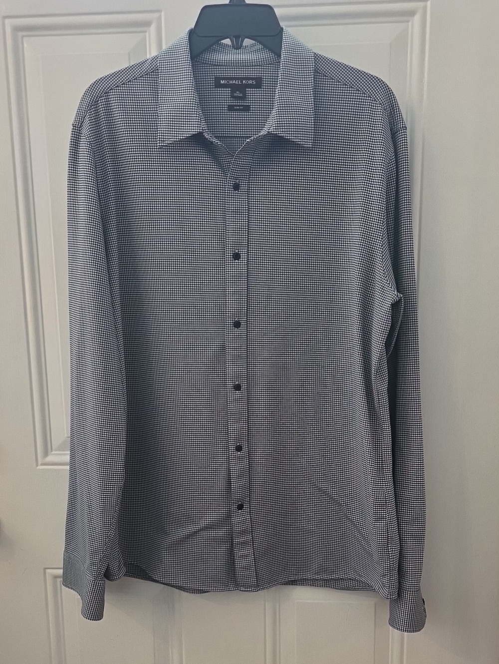 Michael Kors Men's Black & White Micro-Check Dress Shirt